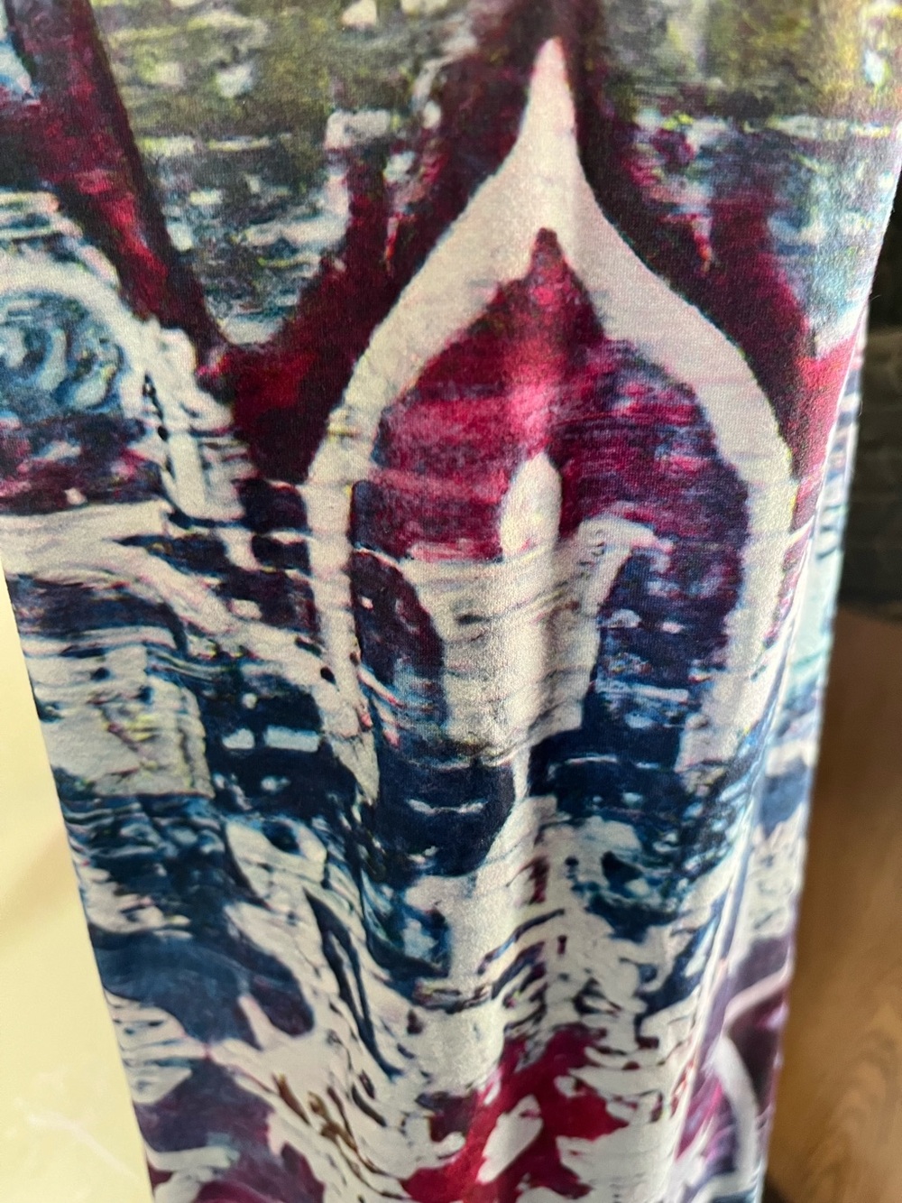 Women's Abstract Print Maxi Skirt in Blue and Pink